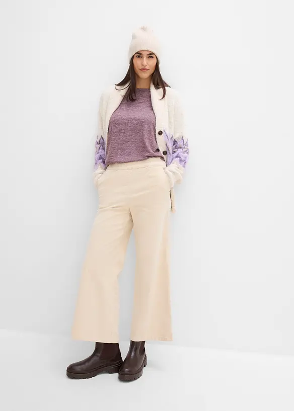 Manchesterbyxa i bomullsmix, high waist, bonprix