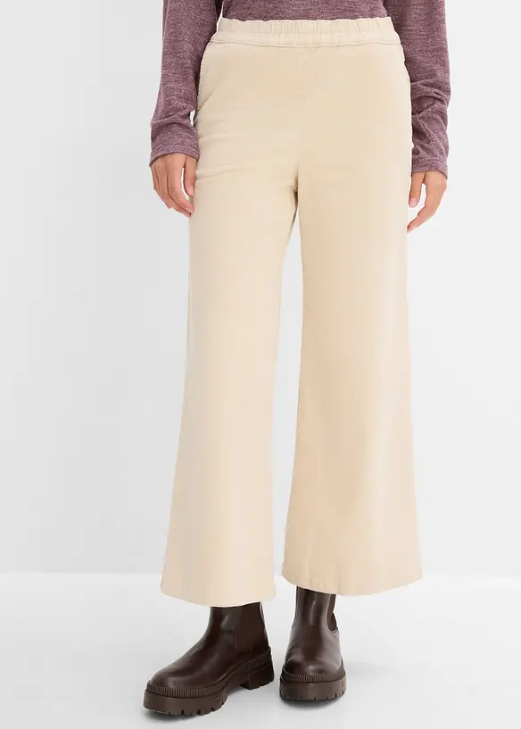 Manchesterbyxa i bomullsmix, high waist, bonprix
