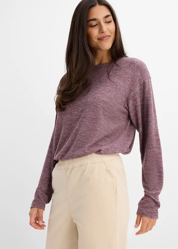 Manchesterbyxa i bomullsmix, high waist, bonprix