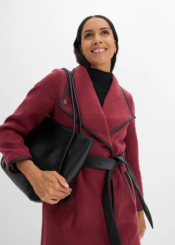 Kort kappa med yllelook, bonprix