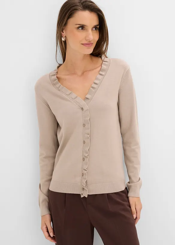 Finstickad cardigan av viskosmix med mjukt fall, bonprix