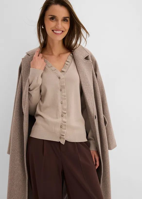 Finstickad cardigan av viskosmix med mjukt fall, bonprix