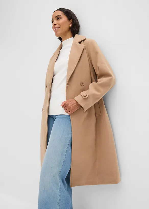 Vintertrenchcoat med yllelook, bonprix