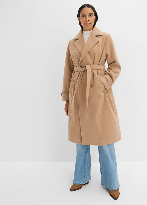 Vintertrenchcoat med yllelook, bonprix