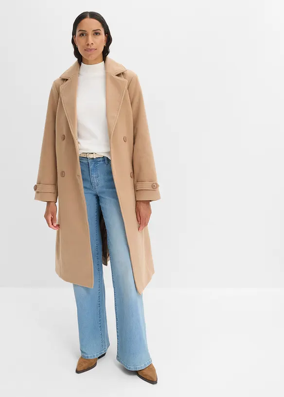 Vintertrenchcoat med yllelook, bonprix