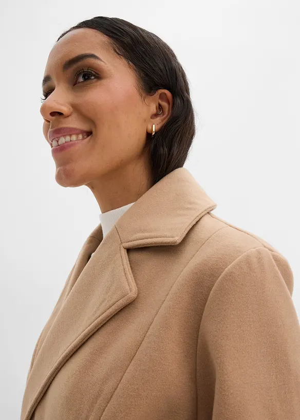 Vintertrenchcoat med yllelook, bonprix