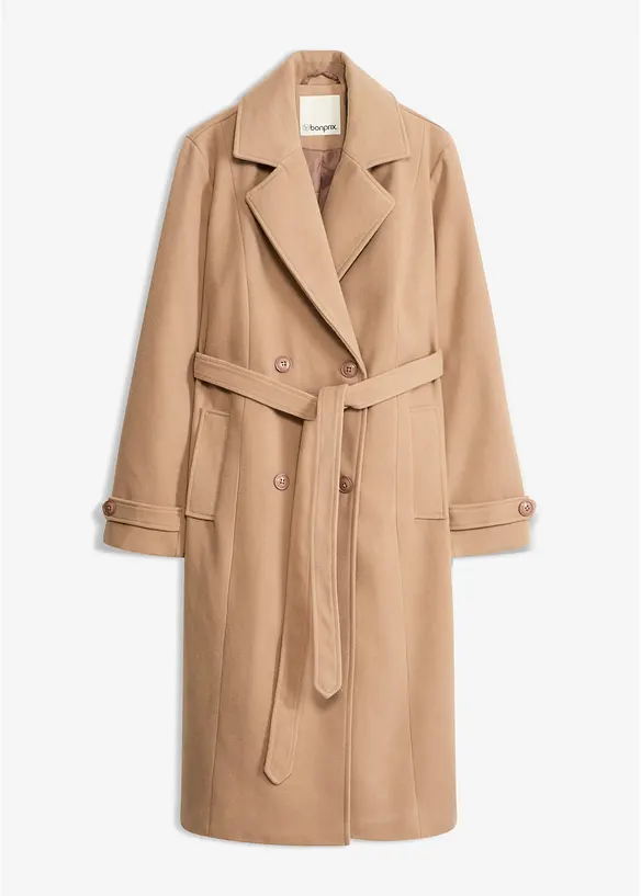 Vintertrenchcoat med yllelook, bonprix