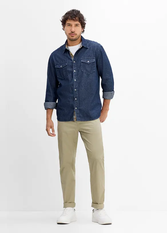 Jeansskjorta i bomull, bonprix