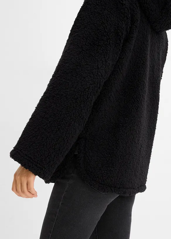 A-linjeformad teddyfleecejacka med slits i sidan, bonprix