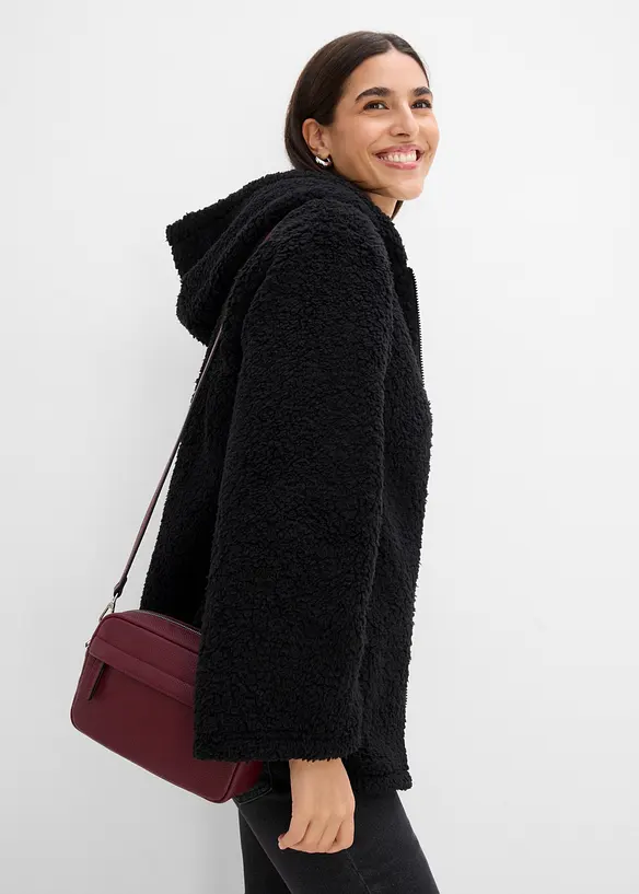 A-linjeformad teddyfleecejacka med slits i sidan, bonprix