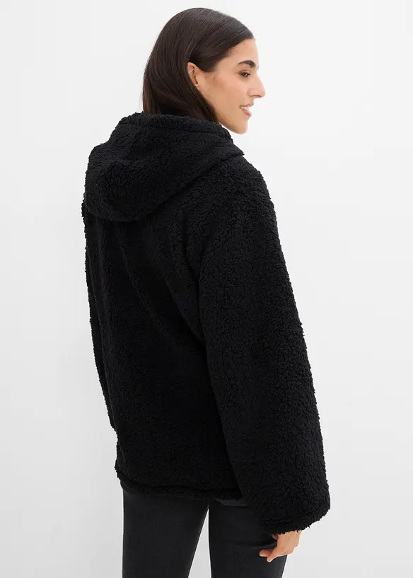 A-linjeformad teddyfleecejacka med slits i sidan, bonprix