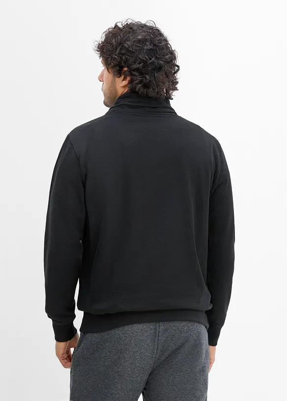 Sweatshirt med sjalkrage och detaljer i skinnimitation, bonprix