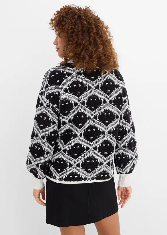 Stickad tr&ouml;ja i kantig modell, bonprix