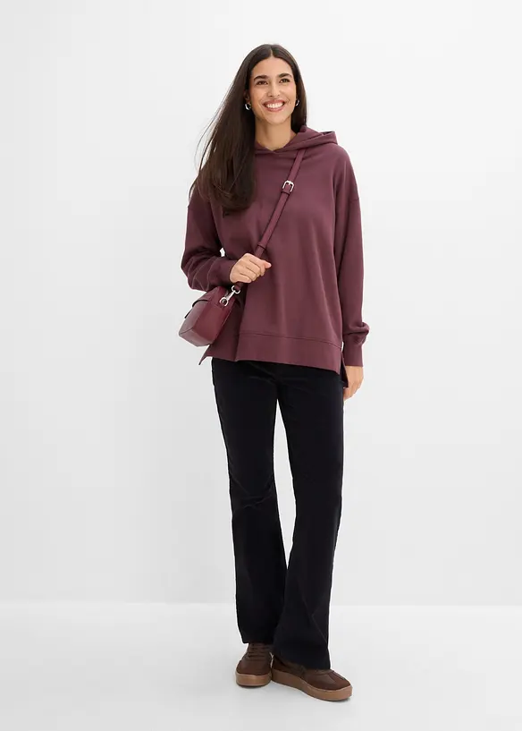 Sweatshirt med huva, i ren bomull, bonprix