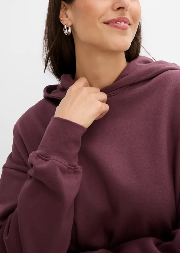 Sweatshirt med huva, i ren bomull, bonprix