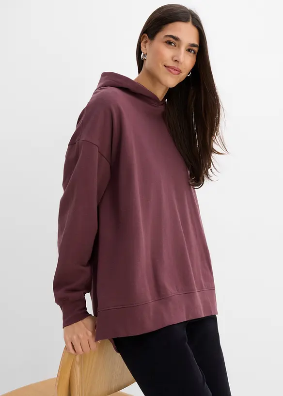 Sweatshirt med huva, i ren bomull, bonprix