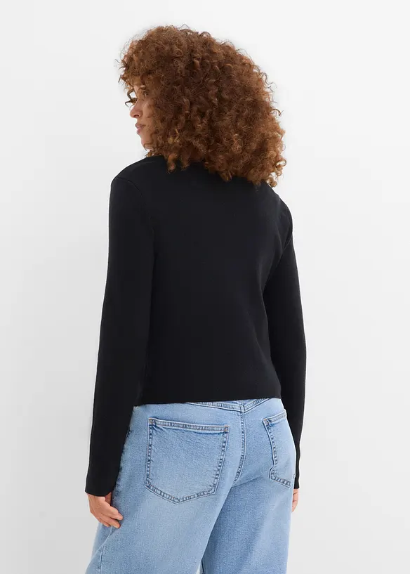 Finstickad cardigan i kort modell, bonprix