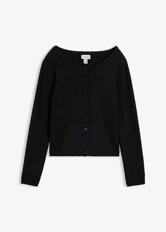 Finstickad cardigan i kort modell, bonprix
