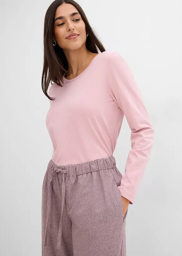 Palazzobyxa med yllelook och viskos, bonprix