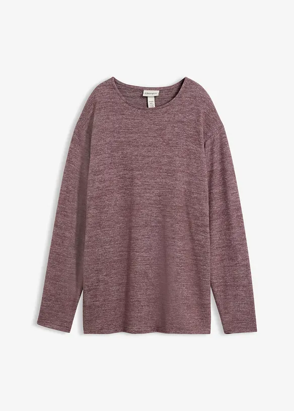 L&aring;ng sweatshirt med stickad look, bonprix