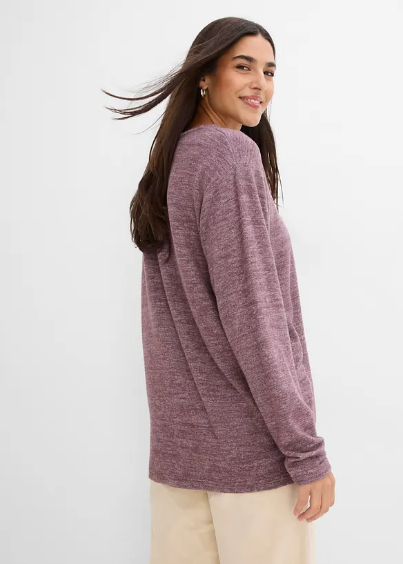 L&aring;ng sweatshirt med stickad look, bonprix