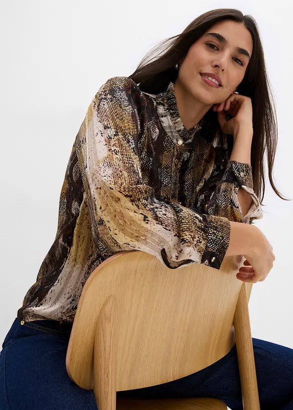 Chiffongblus med glittrande tr&aring;dar, bonprix
