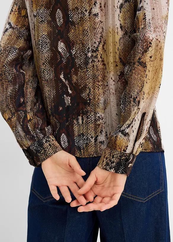 Chiffongblus med glittrande tr&aring;dar, bonprix
