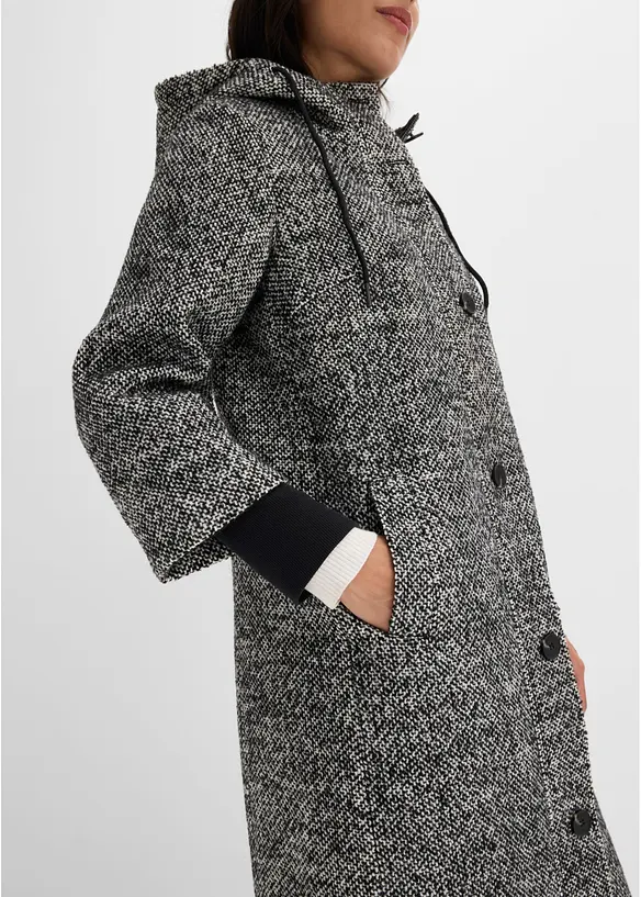 Kappa med tweedlook och stickade handledsv&auml;rmare, bonprix