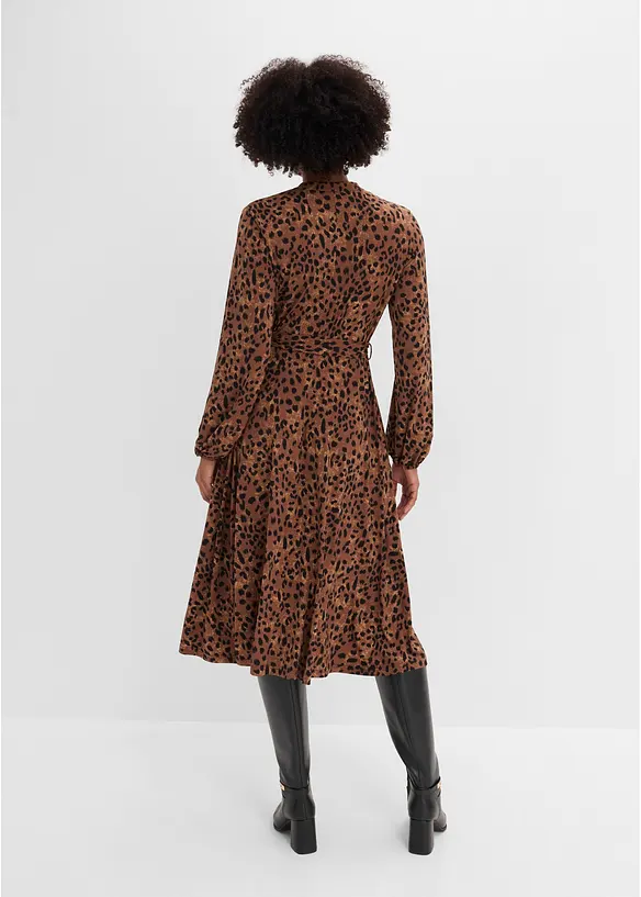 Jerseykl&auml;nning med knytband,med leopardm&ouml;nster (2 delar), bonprix