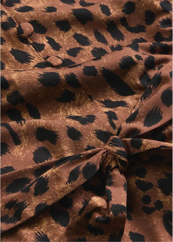 Jerseykl&auml;nning med knytband,med leopardm&ouml;nster (2 delar), bonprix