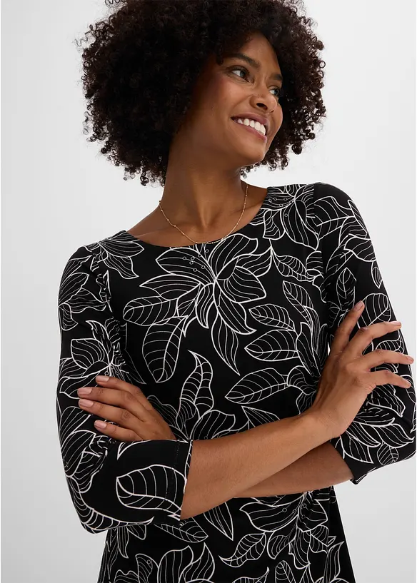 Jerseykl&auml;nning med blomm&ouml;nster, bonprix