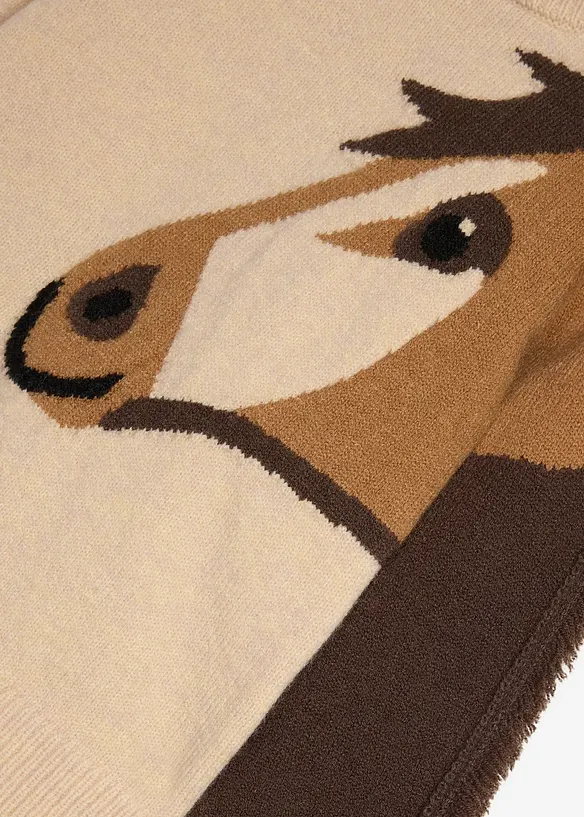 Grovstickad tr&ouml;ja med h&auml;stmotiv, bonprix