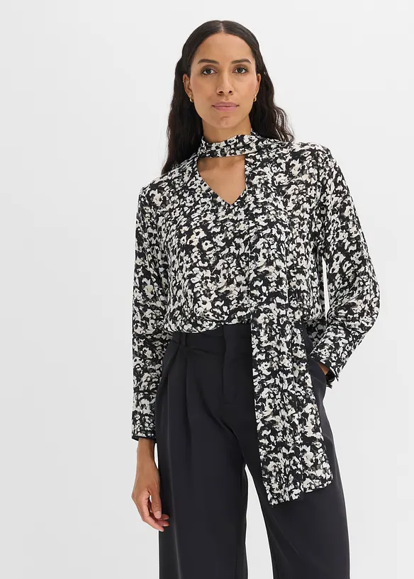 Blus med knytband, bonprix