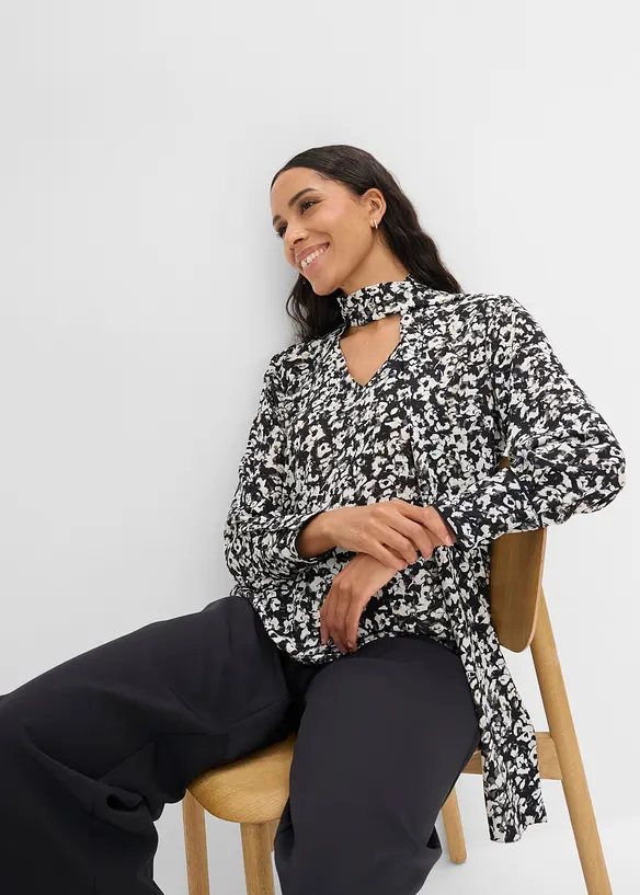 Blus med knytband, bonprix