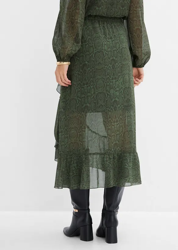 Chiffongkjol med omlotteffekt, bonprix