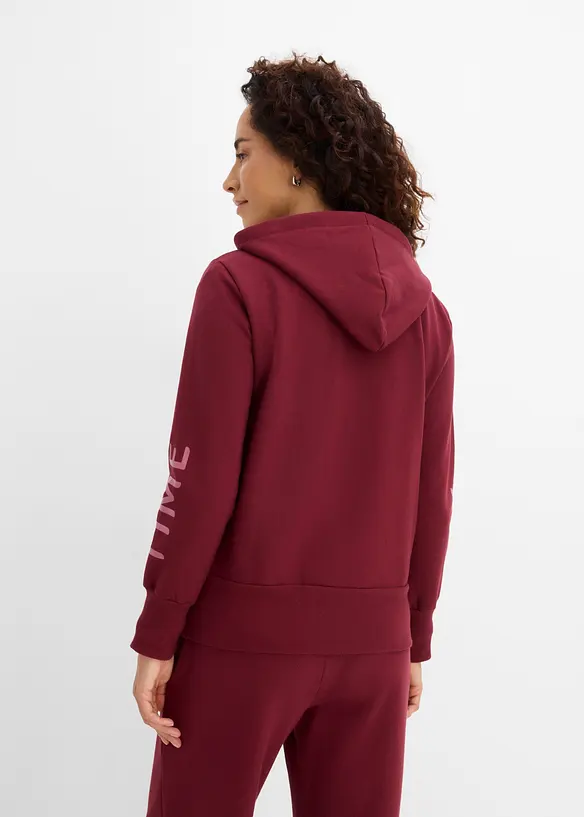 Sweatshirtjacka med huva, av elastisk materialmix med ekologisk bomull, bonprix