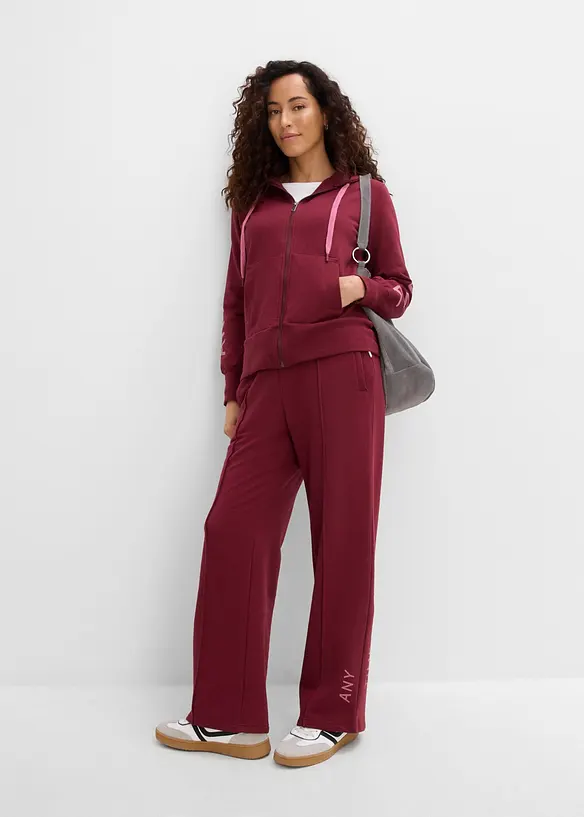 Sweatshirtjacka med huva, av elastisk materialmix med ekologisk bomull, bonprix