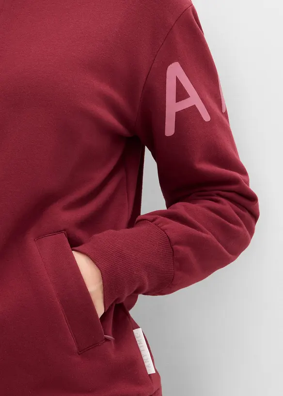Sweatshirtjacka av elastisk materialmix med ekologisk bomull, bonprix