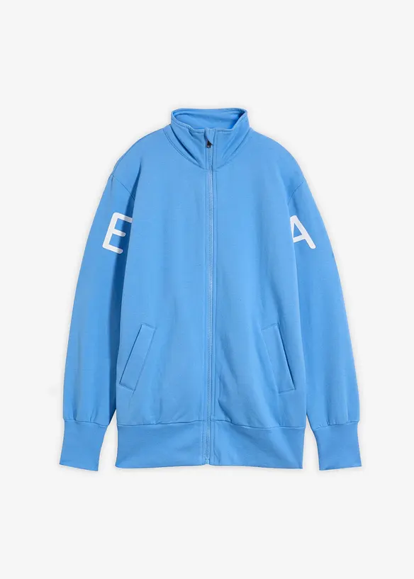 Sweatshirtjacka av elastisk materialmix med ekologisk bomull, bonprix