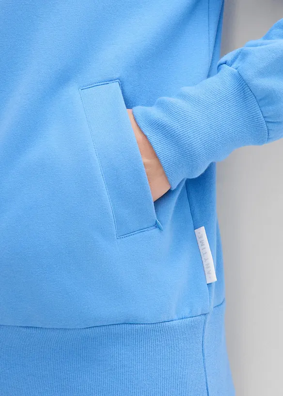 Sweatshirtjacka av elastisk materialmix med ekologisk bomull, bonprix