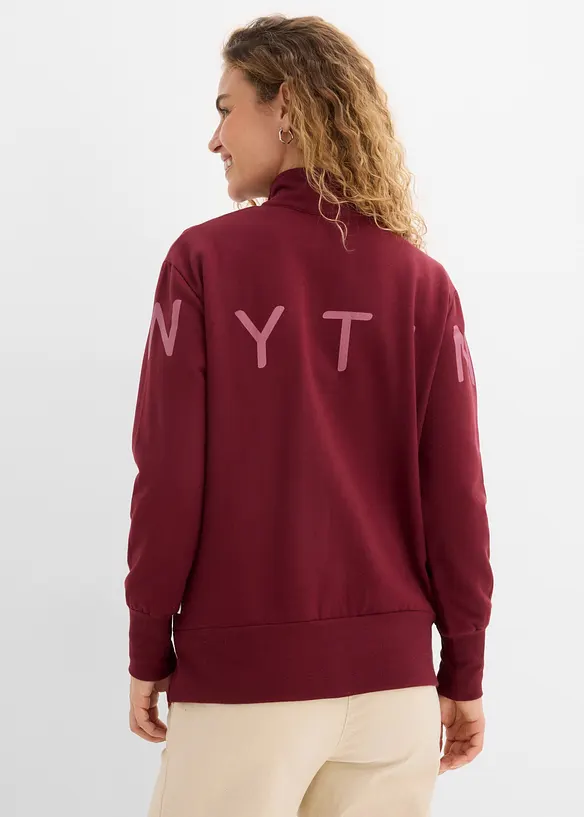Sweatshirtjacka av elastisk materialmix med ekologisk bomull, bonprix