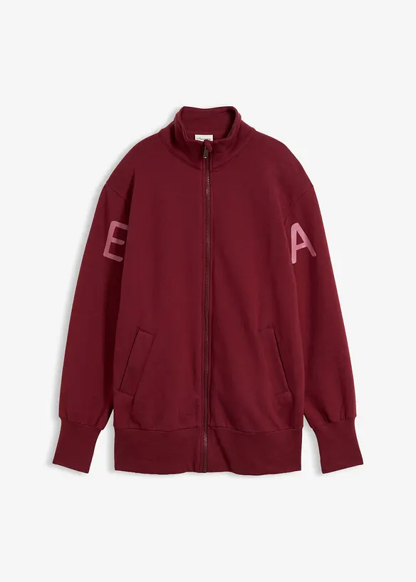 Sweatshirtjacka av elastisk materialmix med ekologisk bomull, bonprix