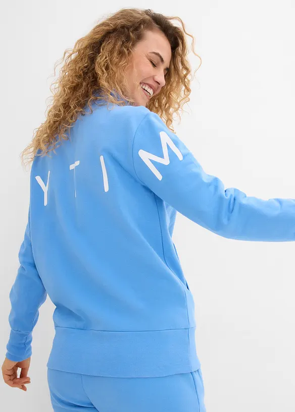 Sweatshirtjacka av elastisk materialmix med ekologisk bomull, bonprix
