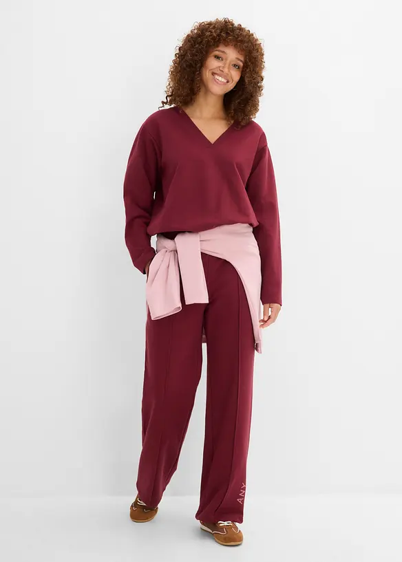 Sweatshirt av elastisk materialmix med ekologisk bomull, bonprix