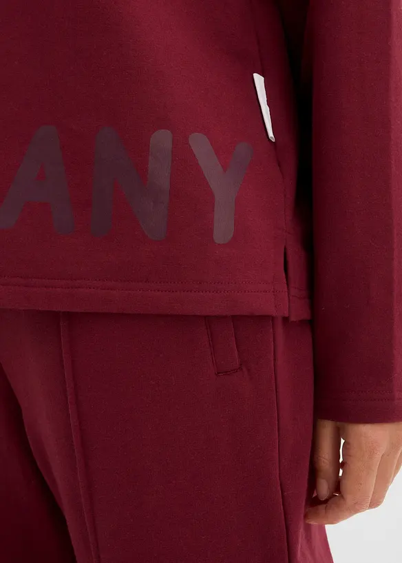 Sweatshirt av elastisk materialmix med ekologisk bomull, bonprix