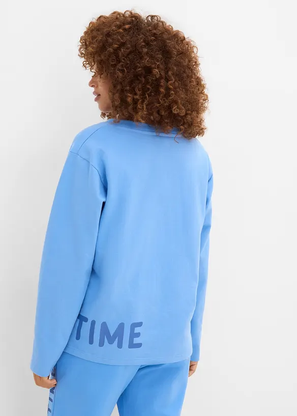 Sweatshirt av elastisk materialmix med ekologisk bomull, bonprix