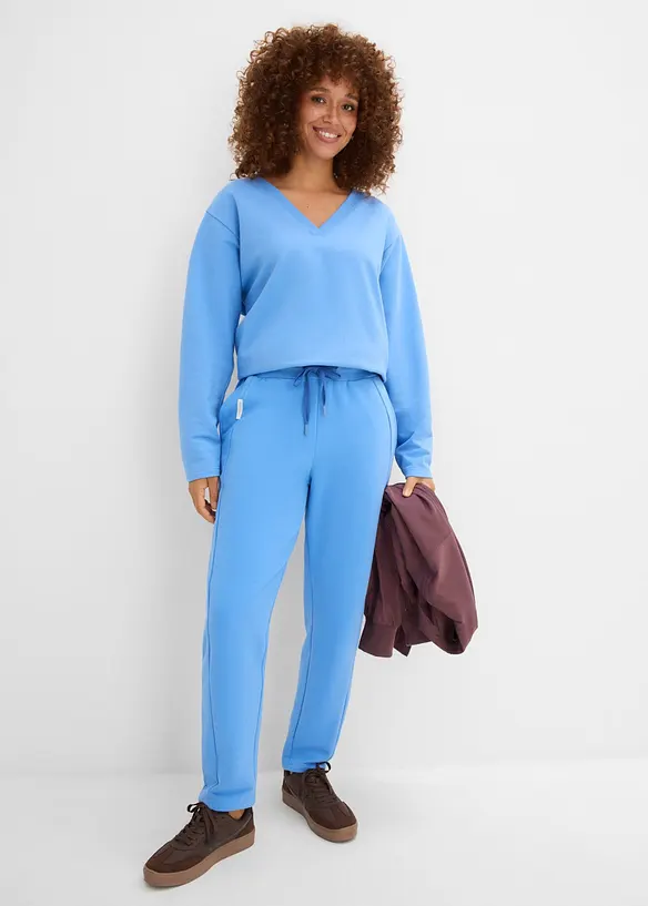 Sweatshirt av elastisk materialmix med ekologisk bomull, bonprix