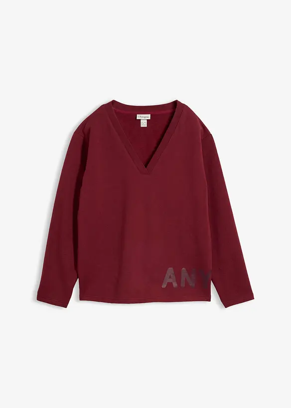 Sweatshirt av elastisk materialmix med ekologisk bomull, bonprix