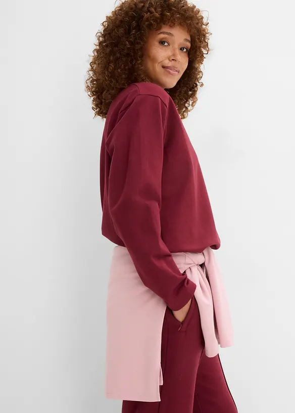 Sweatshirt av elastisk materialmix med ekologisk bomull, bonprix