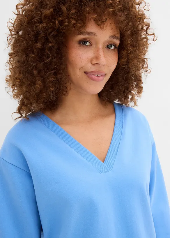 Sweatshirt av elastisk materialmix med ekologisk bomull, bonprix